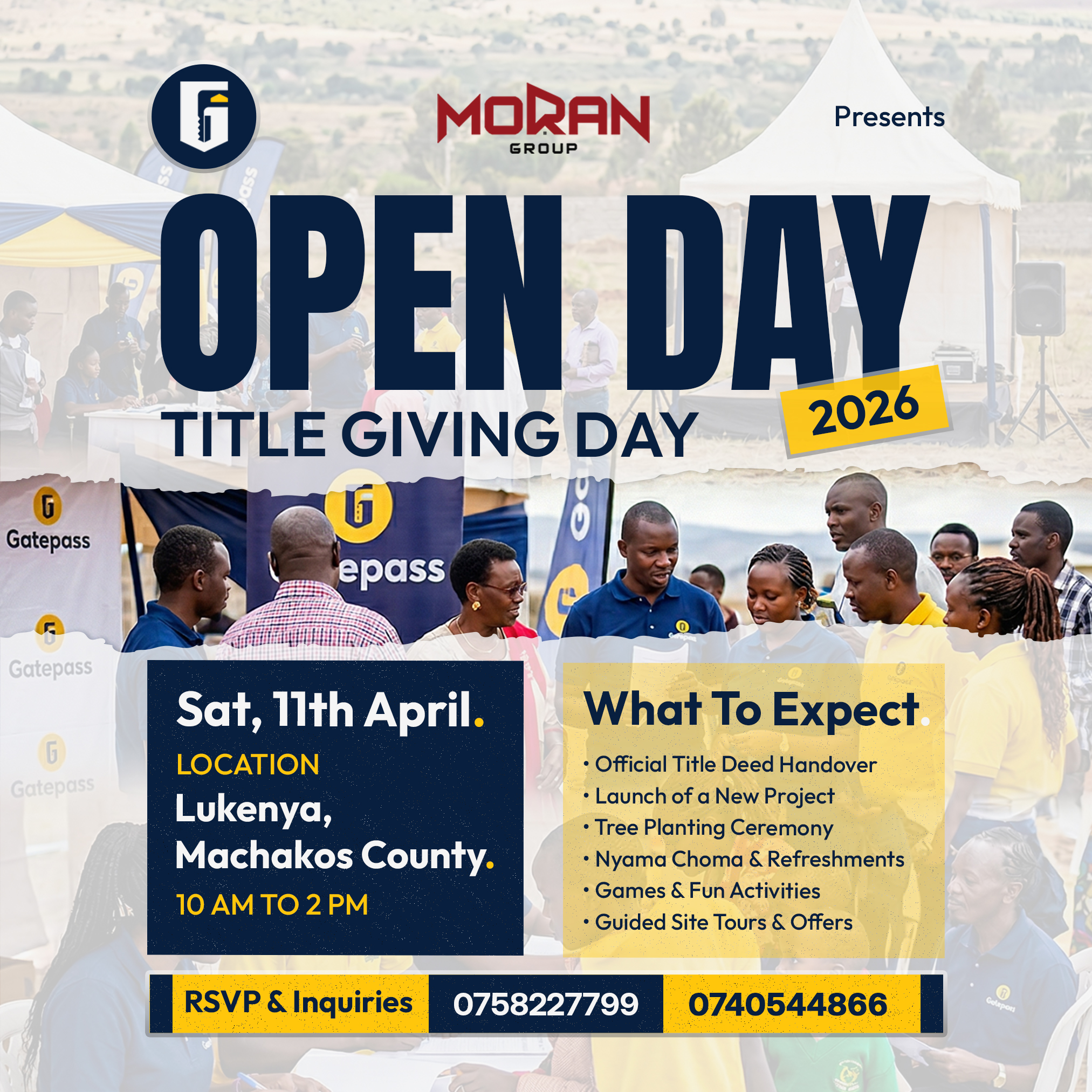 Gatepass × Moran Group Open Day In Lukenya: What To Expect On Title Giving Day 1 Gatepass March 04. Open Day Official Announcement Event